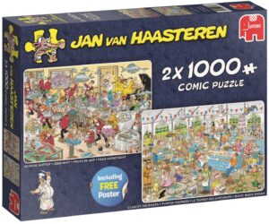 Пъзел Jumbo от 2 x 1000 части - Магазин за морски дарове и Сблъсък на сладкарите, Ян ван Хаастерн
