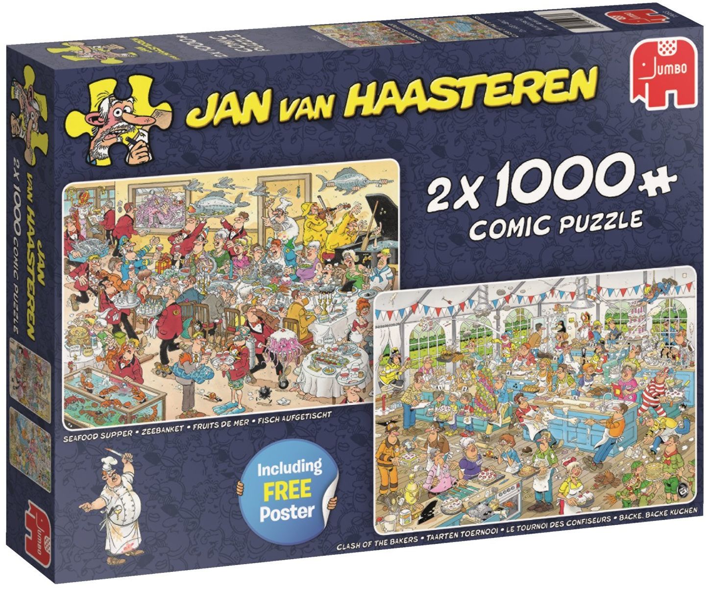 Пъзел Jumbo от 2 x 1000 части - Магазин за морски дарове и Сблъсък на сладкарите, Ян ван Хаастерн