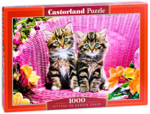 Пъзел Castorland от 1000 части - Котенца на градински стол, Грег Кудифорд