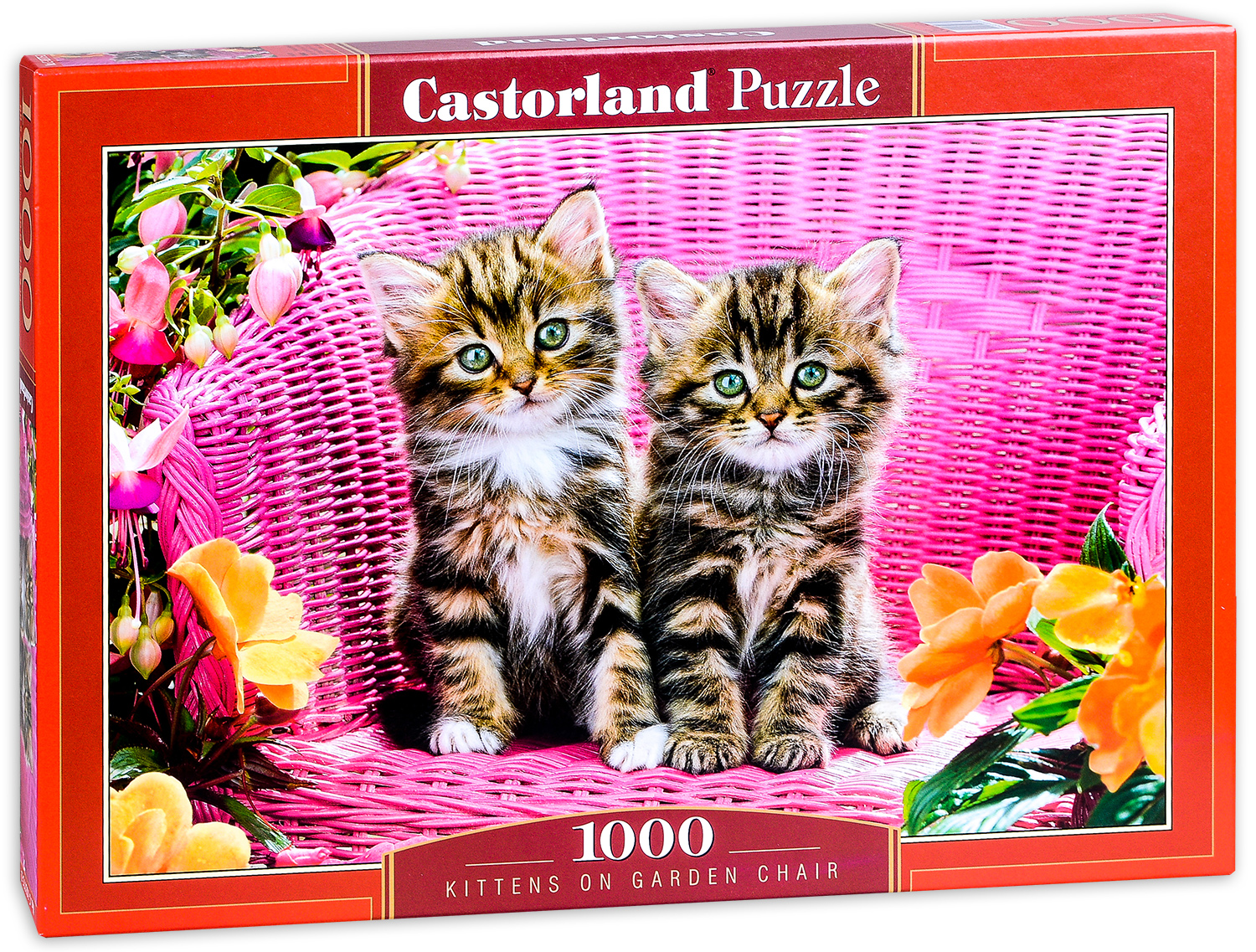 Пъзел Castorland от 1000 части - Котенца на градински стол, Грег Кудифорд