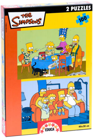 Пъзел Educa от 2 x 100 части - Семейство Симпсън вкъщи