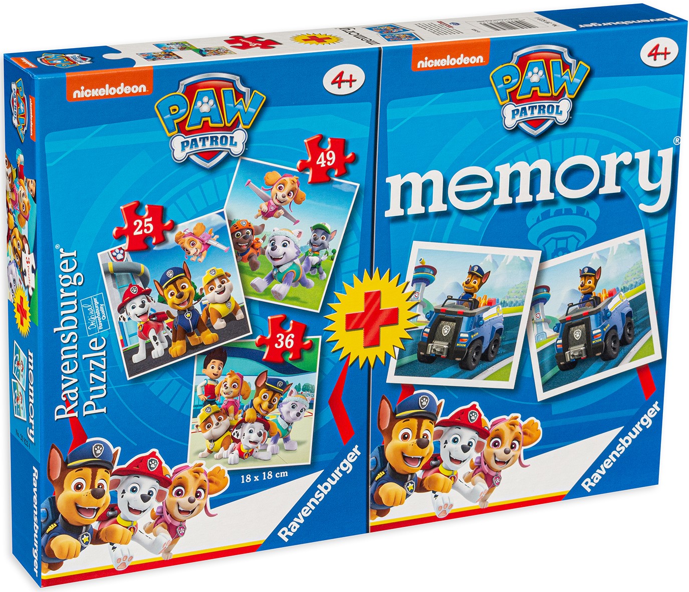 Комплект 3 пъзела и мемори игра Ravensburger - Пес Патрул