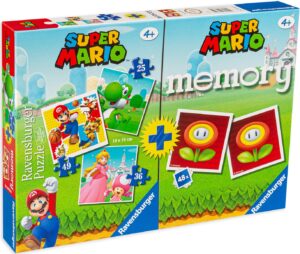 Комплект 3 пъзела и мемори игра Ravensburger - Супер Марио