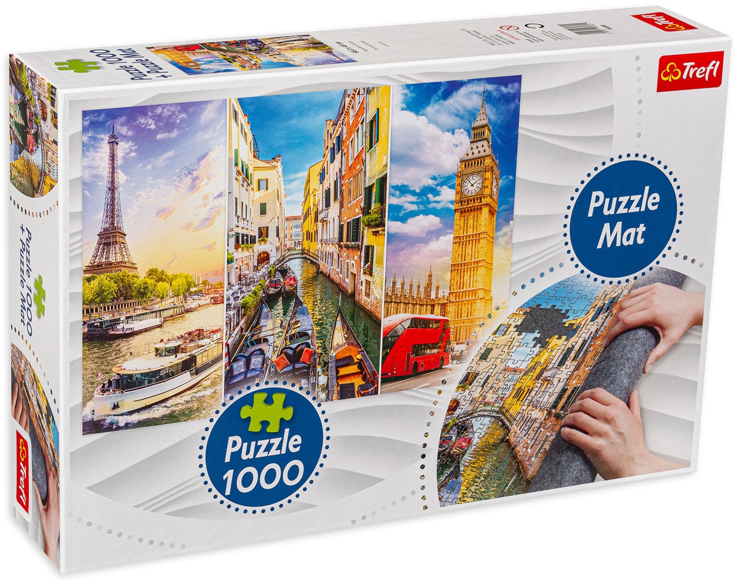 Комплект килимче и пъзел Trefl от 1000 части - Колаж с градове