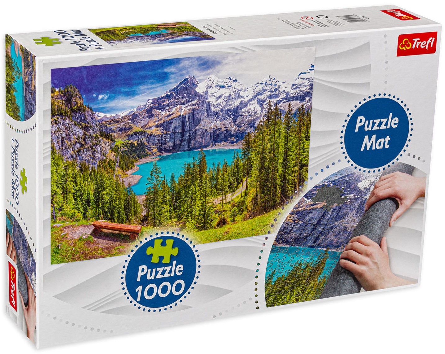 Комплект килимче за редене и пъзел от 1000 части Trefl - Планинска гледка