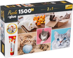 Комплект лепило и пъзел от 1500 части Trefl - Котета