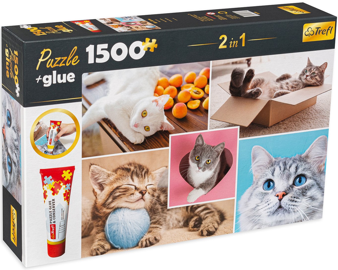 Комплект лепило и пъзел от 1500 части Trefl - Котета