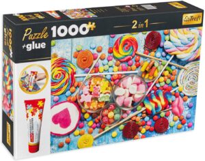 Комплект лепило и пъзел Trefl от 1000 части - Бонбони и близалки