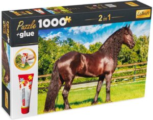 Комплект лепило и пъзел Trefl от 1000 части - Красотата на коня