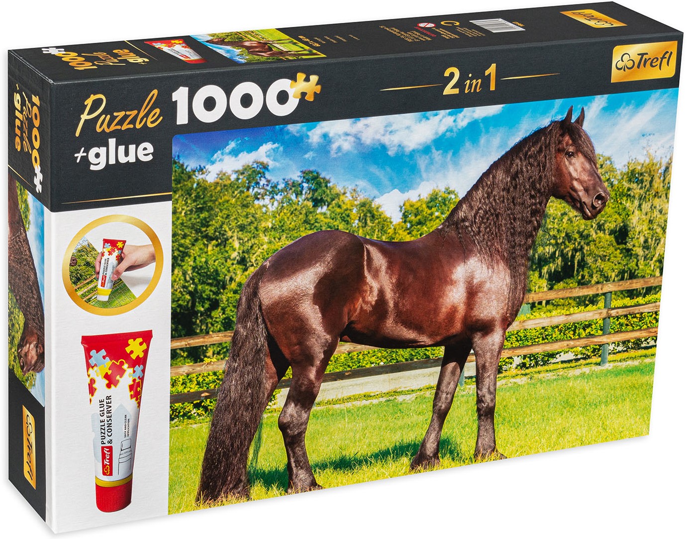 Комплект лепило и пъзел Trefl от 1000 части - Красотата на коня