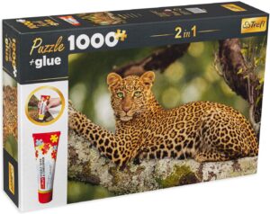 Комплект лепило и пъзел Trefl от 1000 части - Леопард