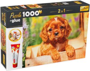 Комплект лепило и пъзел Trefl от 1000 части - Сладко кученце