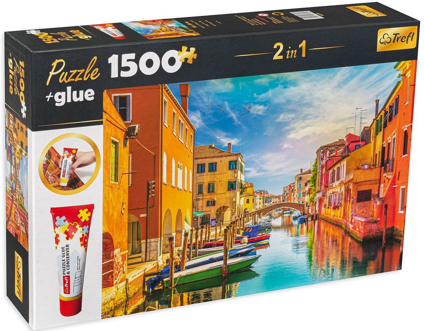 Комплект лепило и пъзел Trefl от 1500 части - Италианска идилия