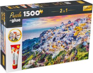 Комплект лепило и пъзел Trefl от 1500 части - Санторини, Гърция