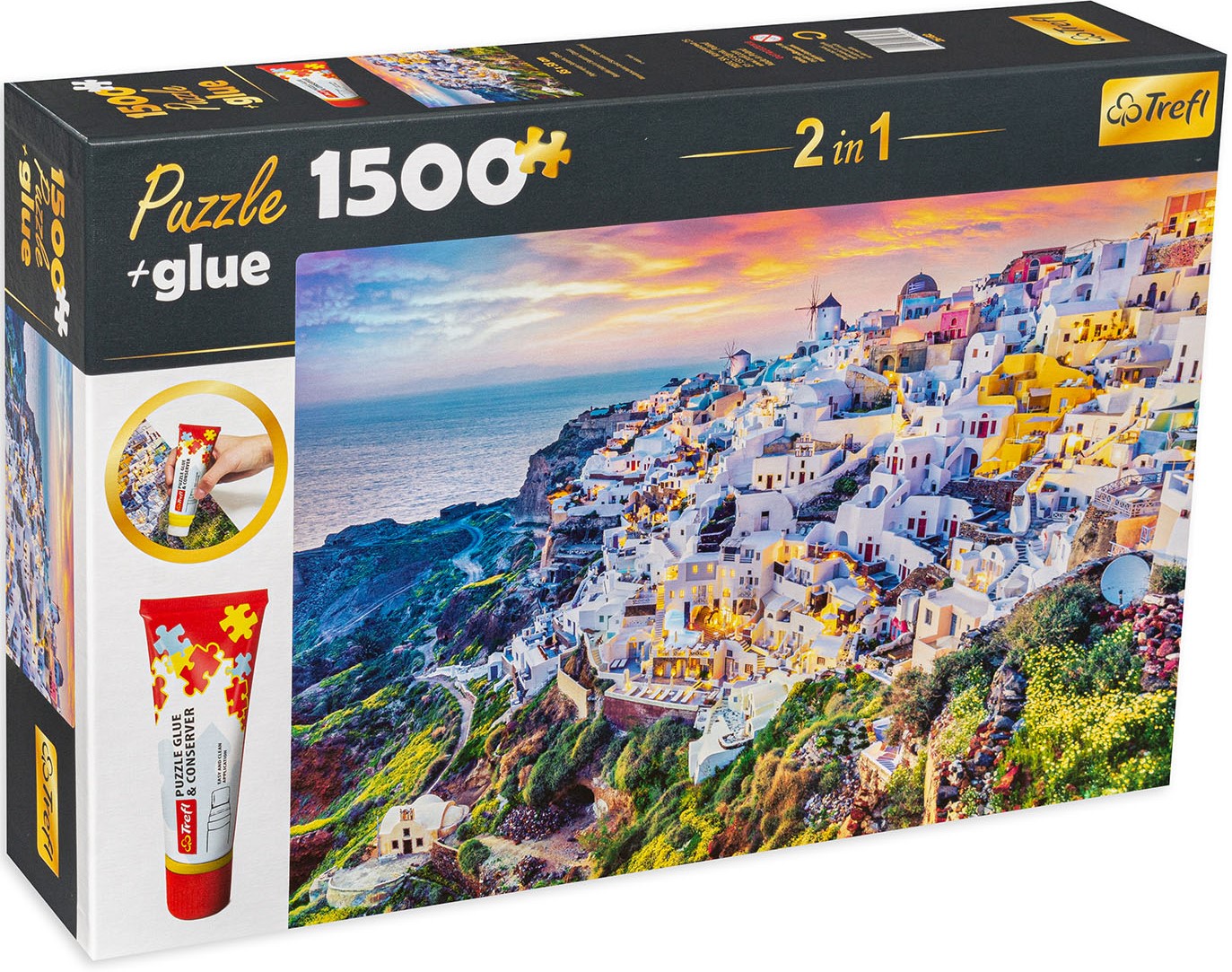 Комплект лепило и пъзел Trefl от 1500 части - Санторини, Гърция