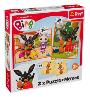Комплект пъзел и мемо игра Trefl 2 в 1 - Бинг и приятели