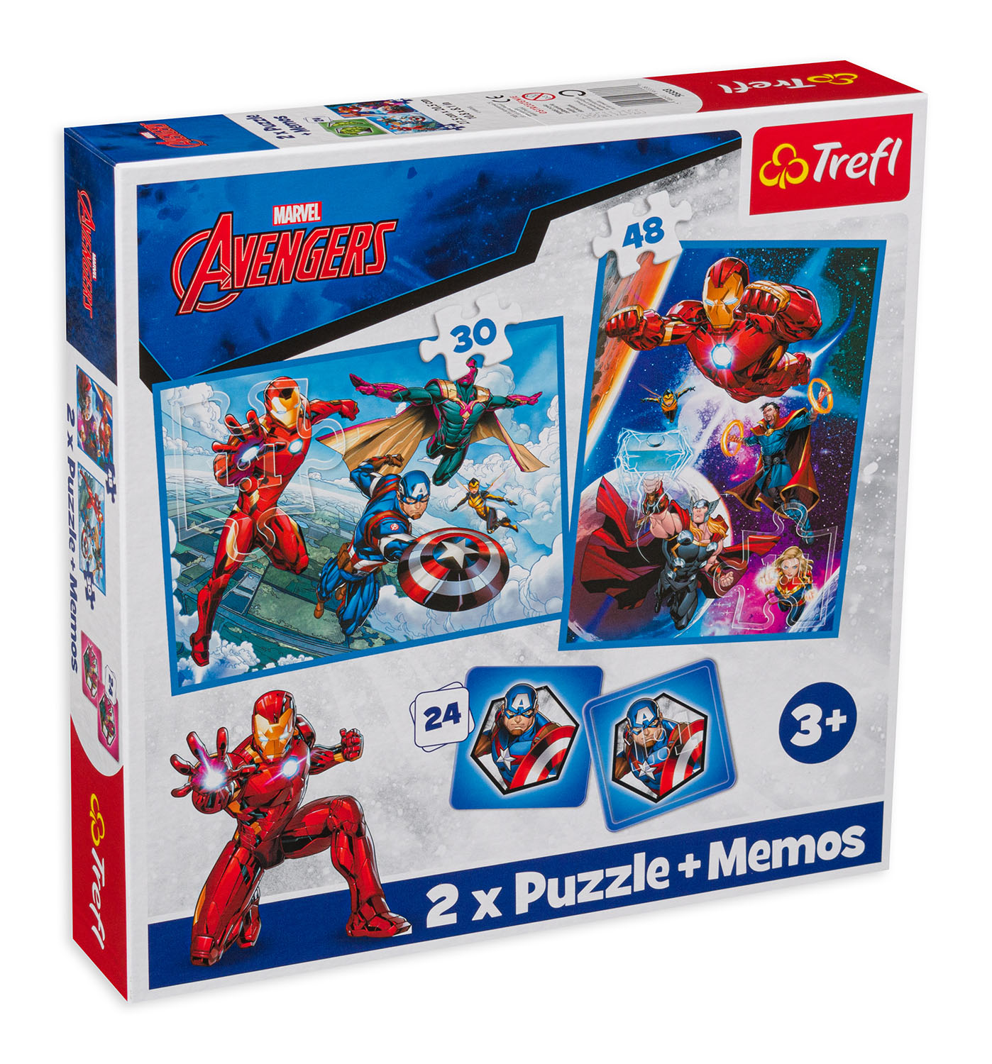 Комплект пъзел и мемо игра Trefl 2 в 1 - Екшън герои