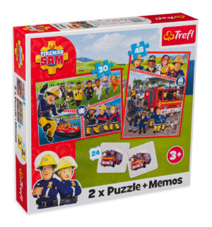 Комплект пъзел и мемо игра Trefl 2 в 1 - Пожарникарят Сам