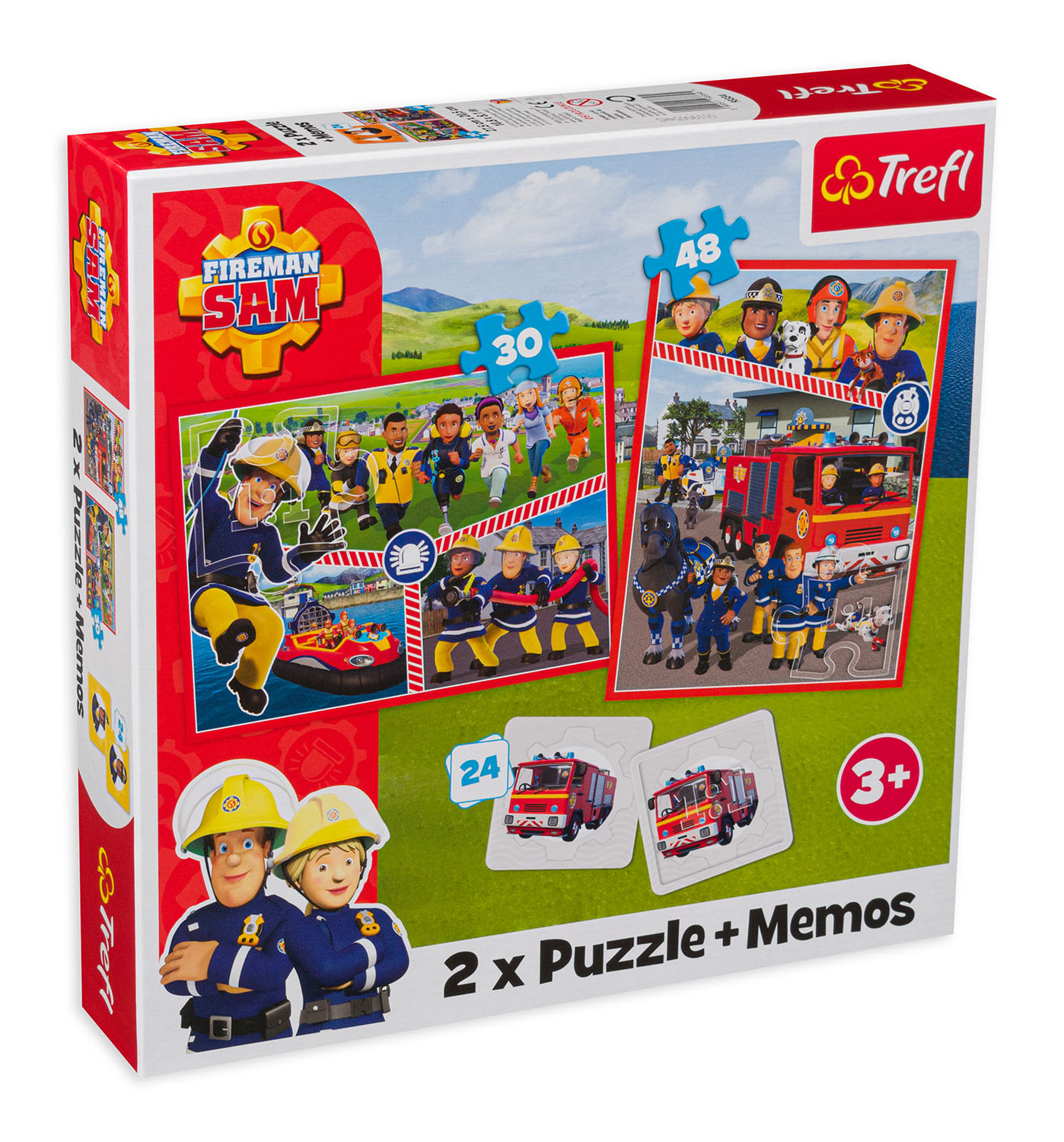Комплект пъзел и мемо игра Trefl 2 в 1 - Пожарникарят Сам