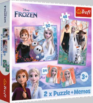 Комплект пъзел и мемо игра Trefl 2 в 1 - Принцеси в техните владения