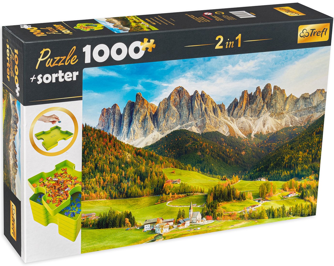 Комплект сортери и пъзел от 1000 части Trefl - Доломити