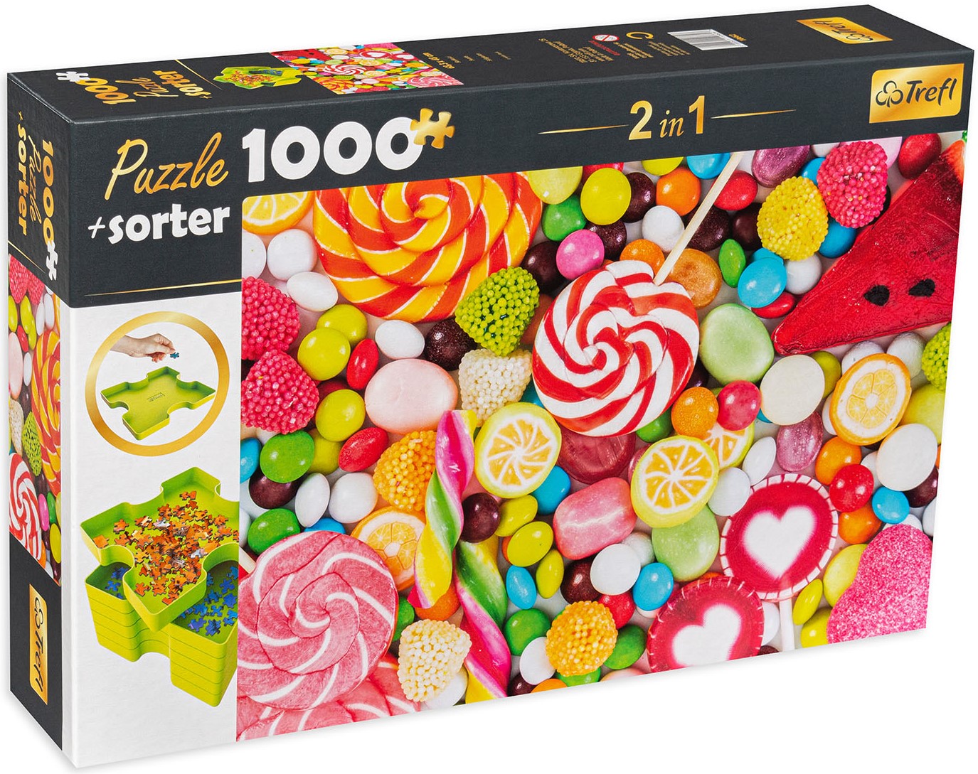Комплект сортери и пъзел от 1000 части Trefl - Сладки изкушения