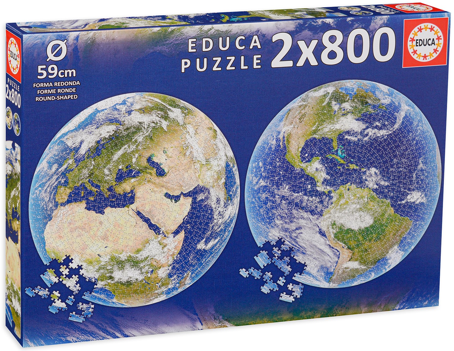 Кръгъл пъзел Educa от 2 x 800 части - Земя