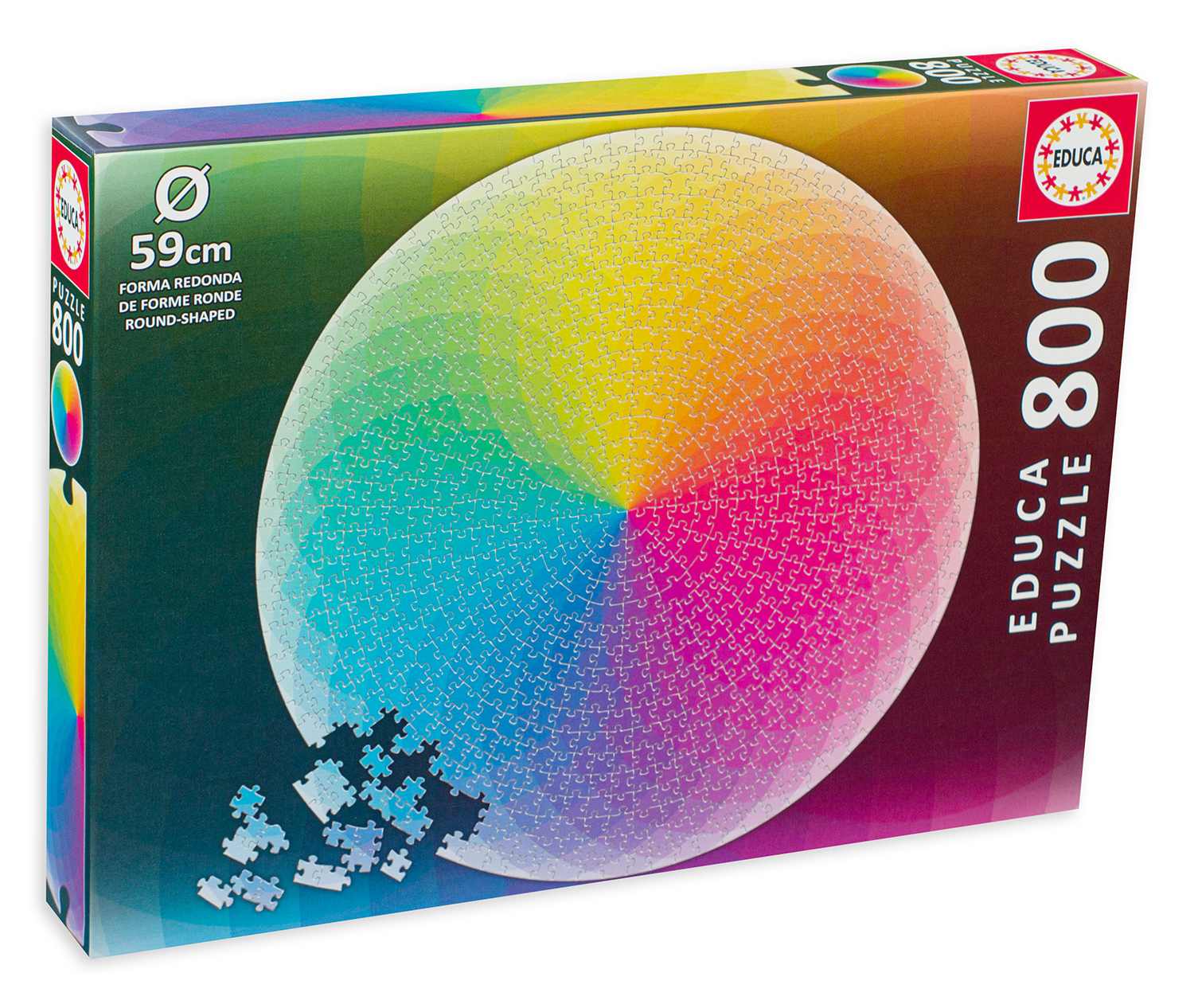 Кръгъл пъзел Educa от 800 части - Цветовете на дъгата