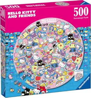 Кръгъл пъзел Ravensburger от 500 части - Хелоу Кити и приятели