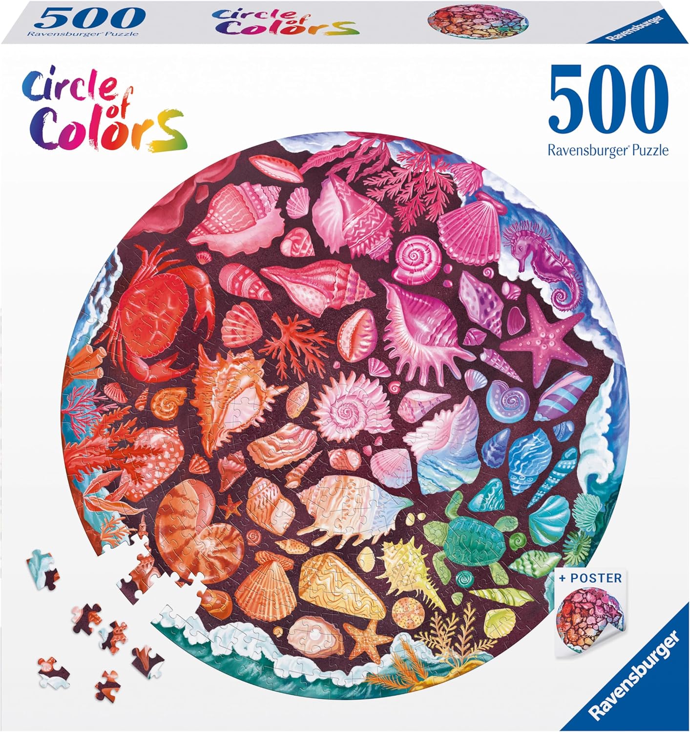 Кръгъл пъзел Ravensburger от 500 части - Кръг от раковини