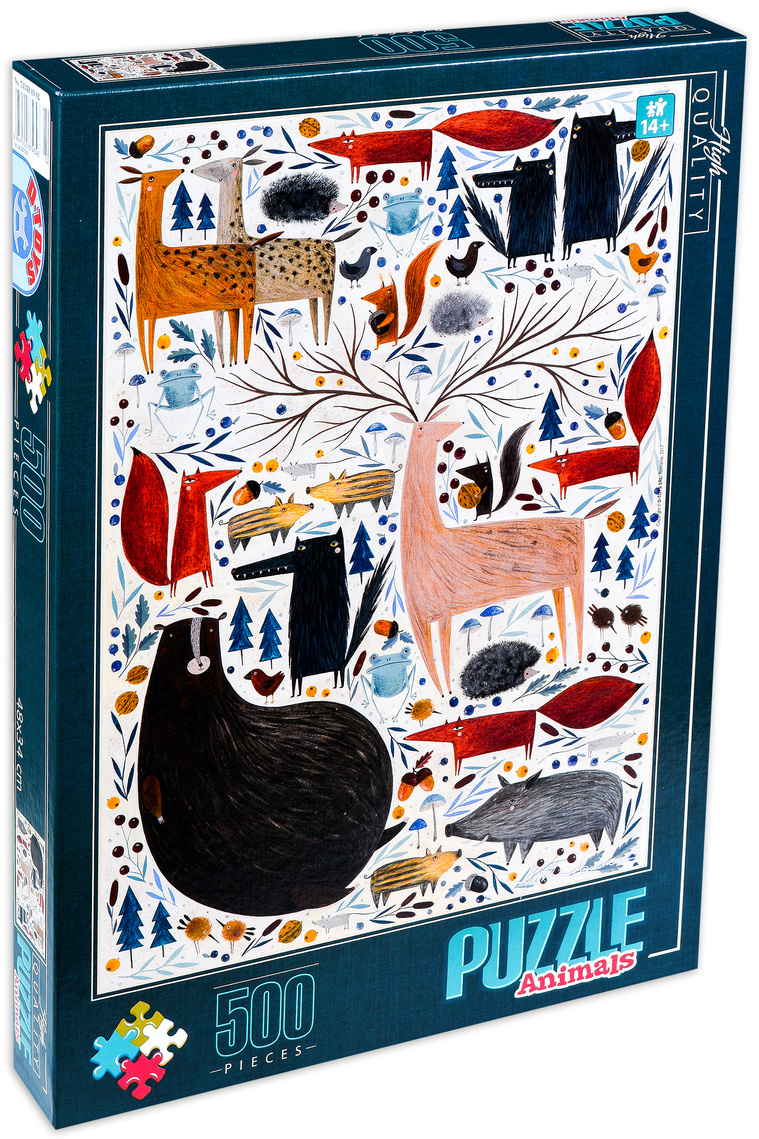 Пъзел D-Toys от 500 части - Диви животни, Андреа Кюрти