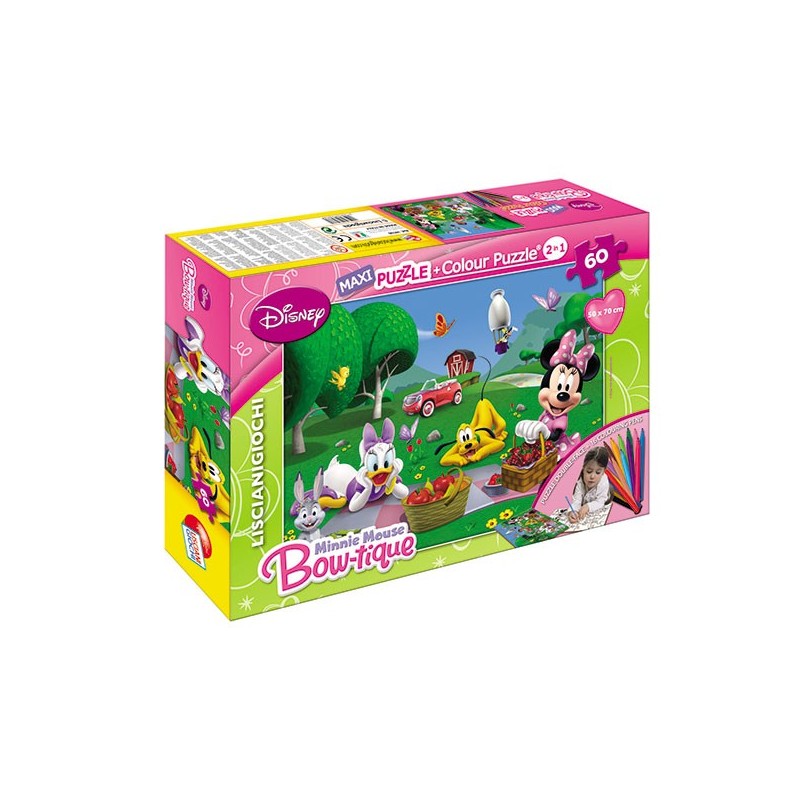 Пъзел Lisciani Maxi - Мини Маус с флумастри
