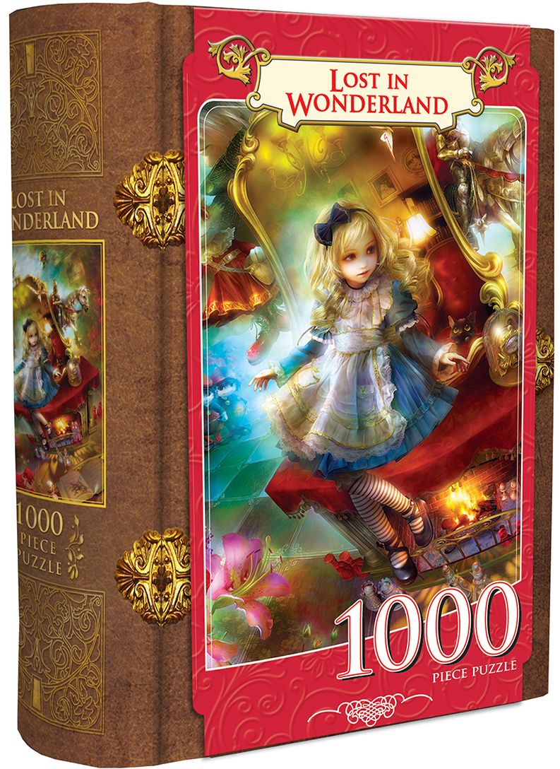 Пъзел в кутия-книга Master Pieces от 1000 части - Изгубена в Страната на чудесата