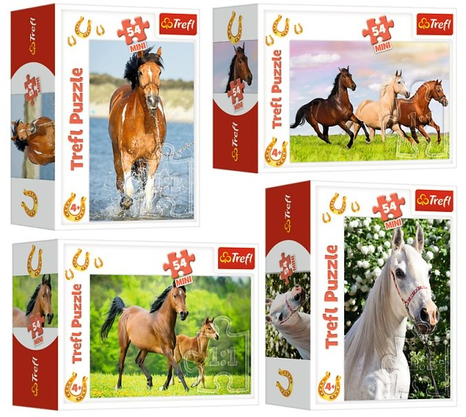 Мини пъзел Trefl от 54 части - Светът на конете