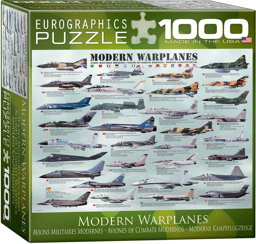 Пъзел Eurographics от 1000 части - Модерни военни самолети