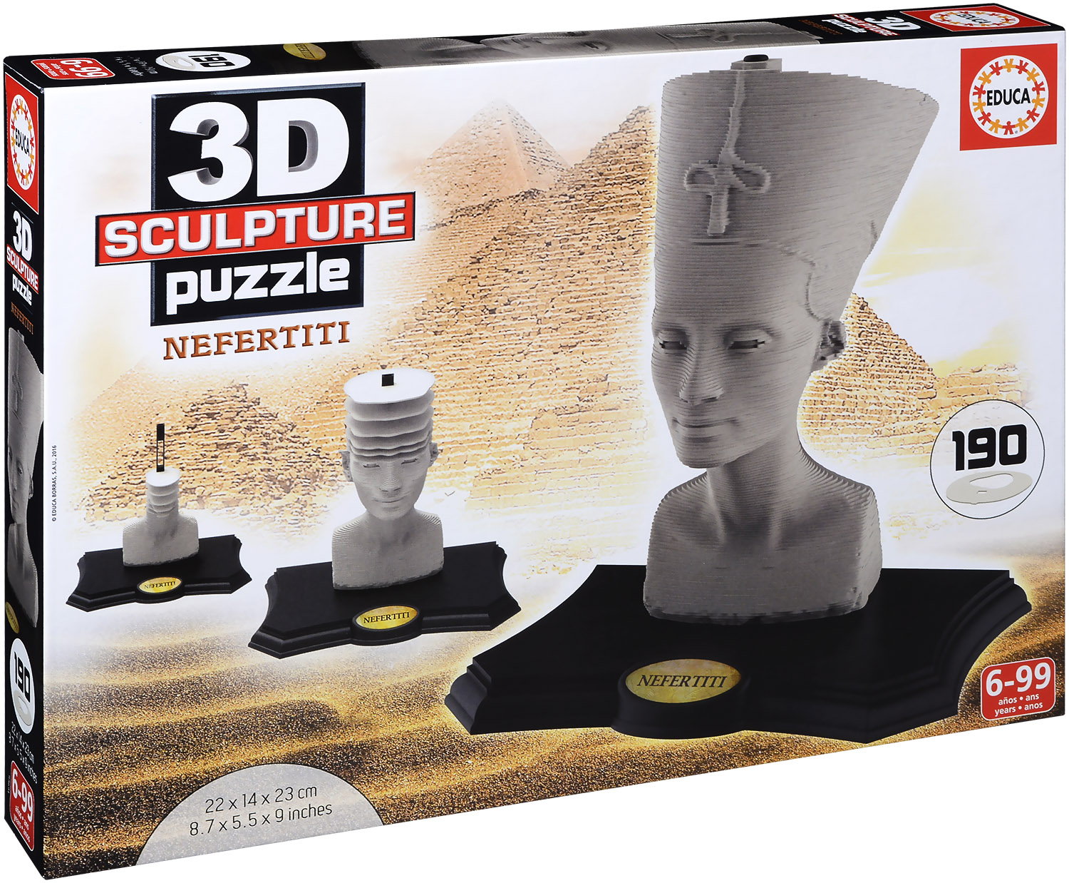 3D пъзел-скулптура Educa от 190 части - Нефертити