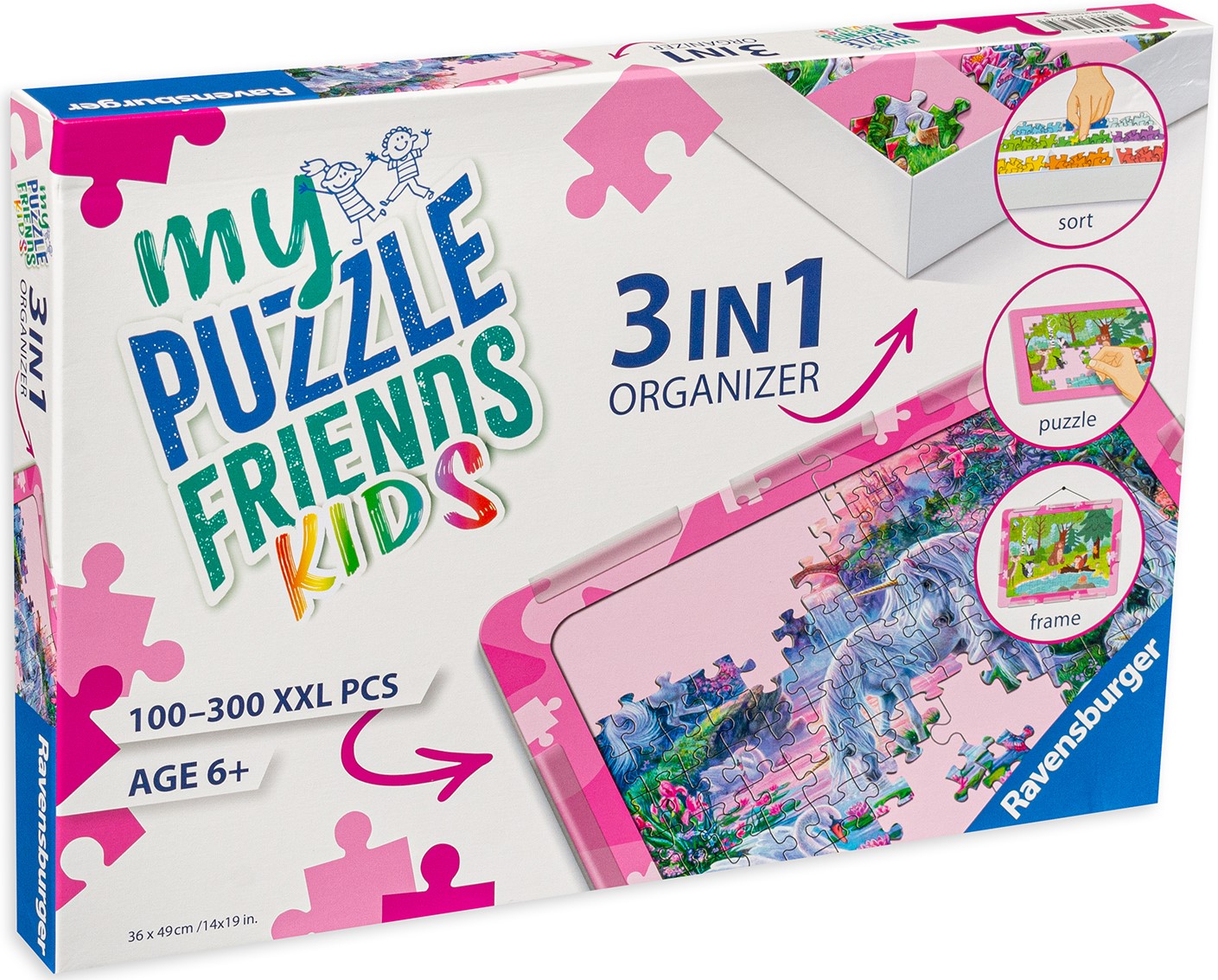 Органайзер за пъзели Ravensburger - 3 в 1, розов