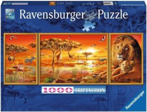 Панорамен пъзел Ravensburger от 1000 части - Африканско величие, триптих