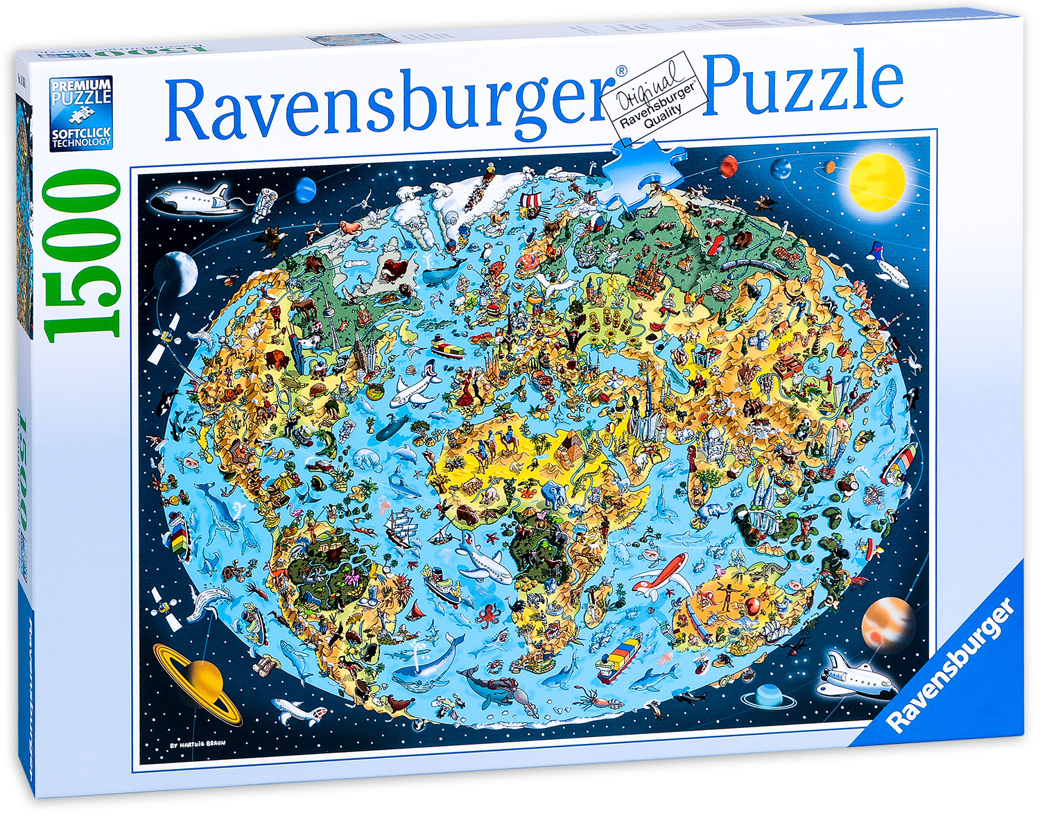 Пъзел Ravensburger от 1500 части - Карта на Земята
