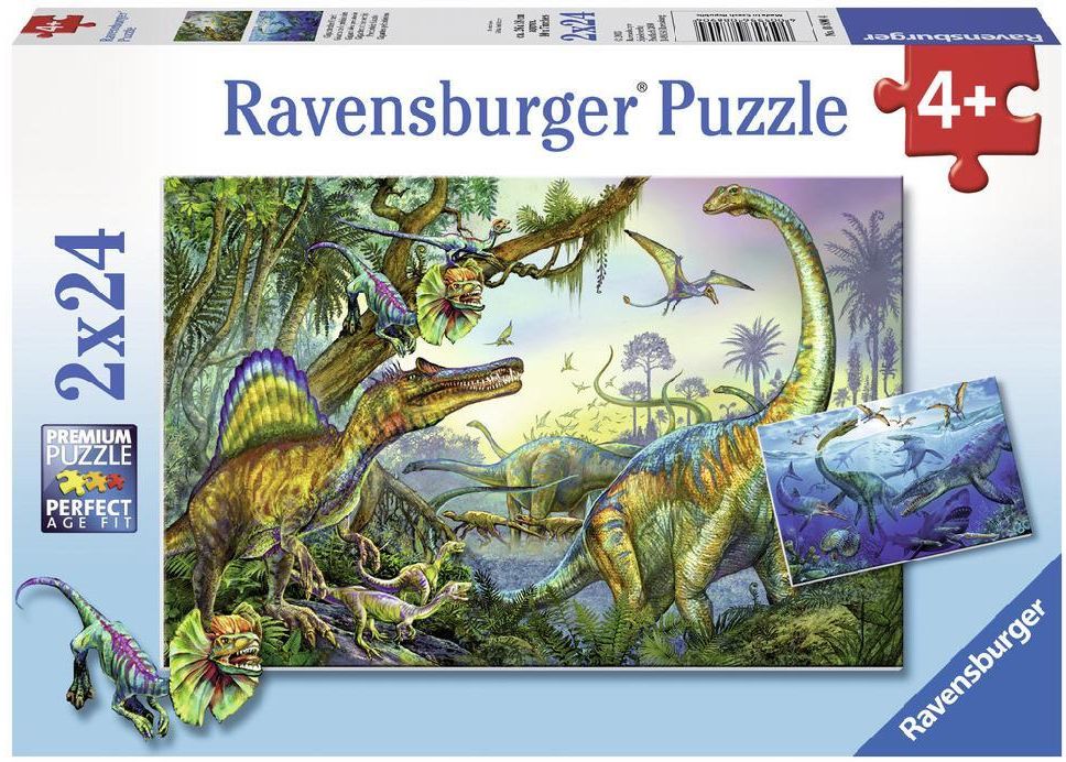 Пъзел Ravensburger от 2 x 24 части - Динозаври