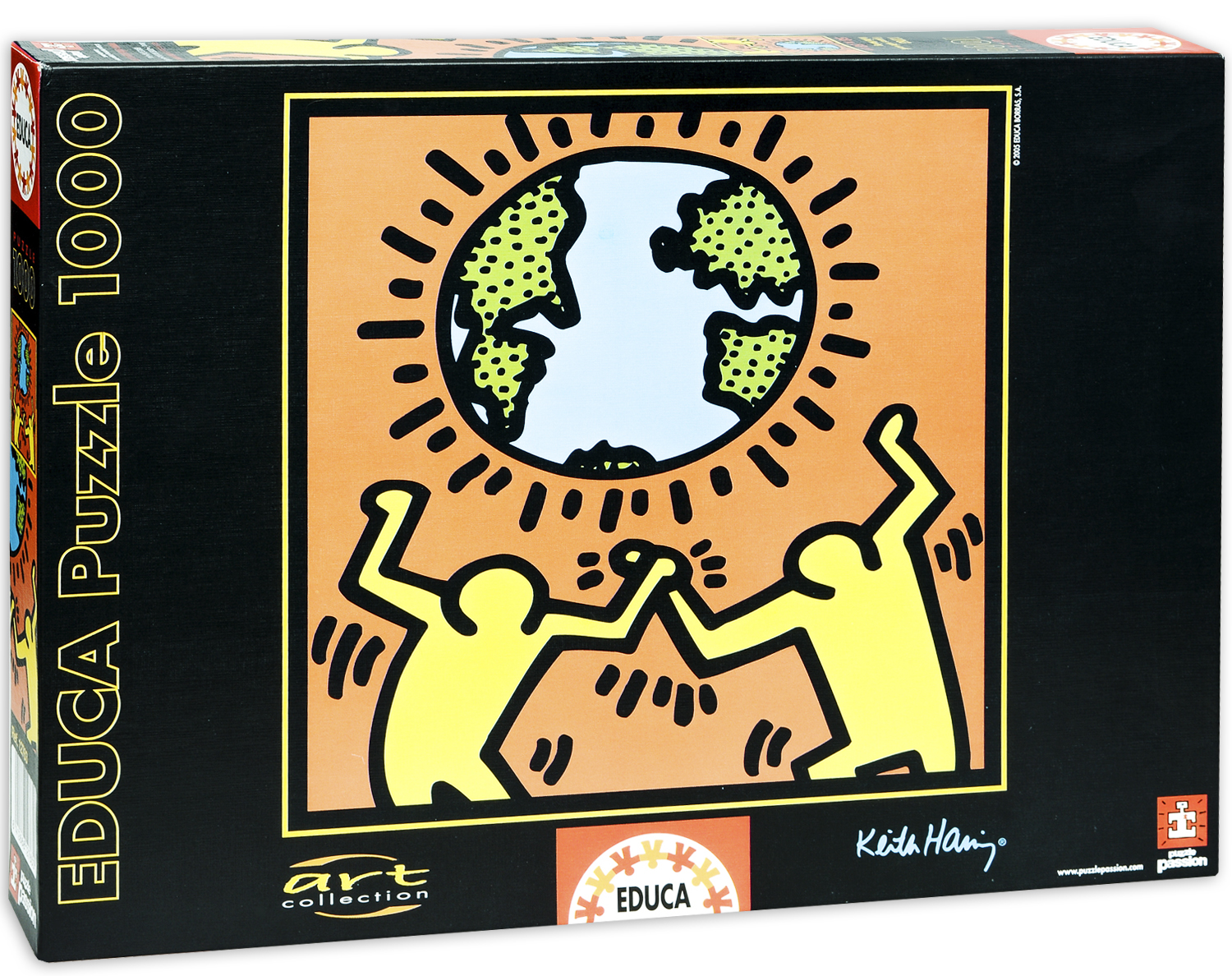 Квадратен пъзел Educa от 1000 части - Човекът и светът, Кийт Херинг