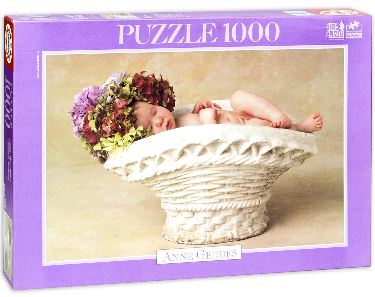 Пъзел Educa от 1000 части - Саксия с хортензии, Ан Гедес