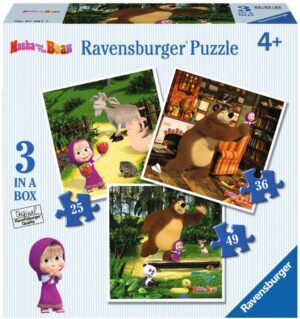 Пъзел Ravensburger 3 в 1 - Маша и приятели