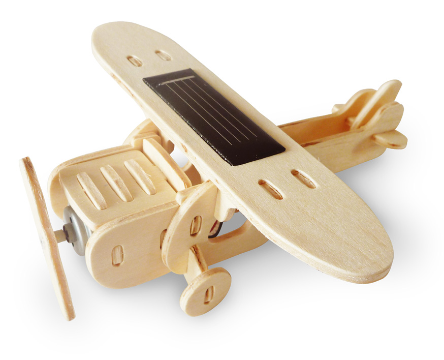 Дървен 3D пъзел Robo Time от 25 части – Соларен моноплан