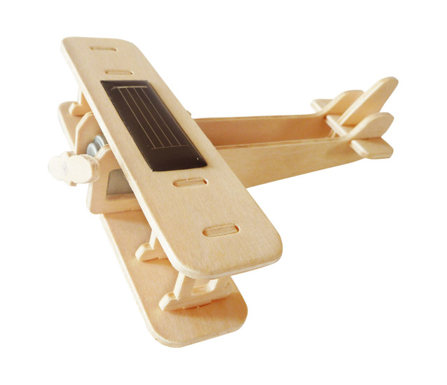 Дървен 3D пъзел Robo Time от 17 части – Соларен биплан