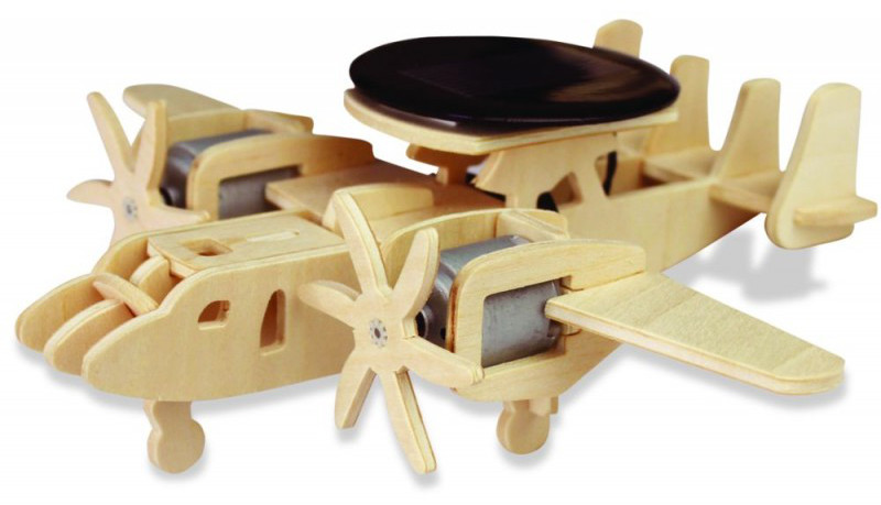 Дървен 3D пъзел Robo Time от 21 части – Соларен самолет с далечно радиолокационно откриване и управление