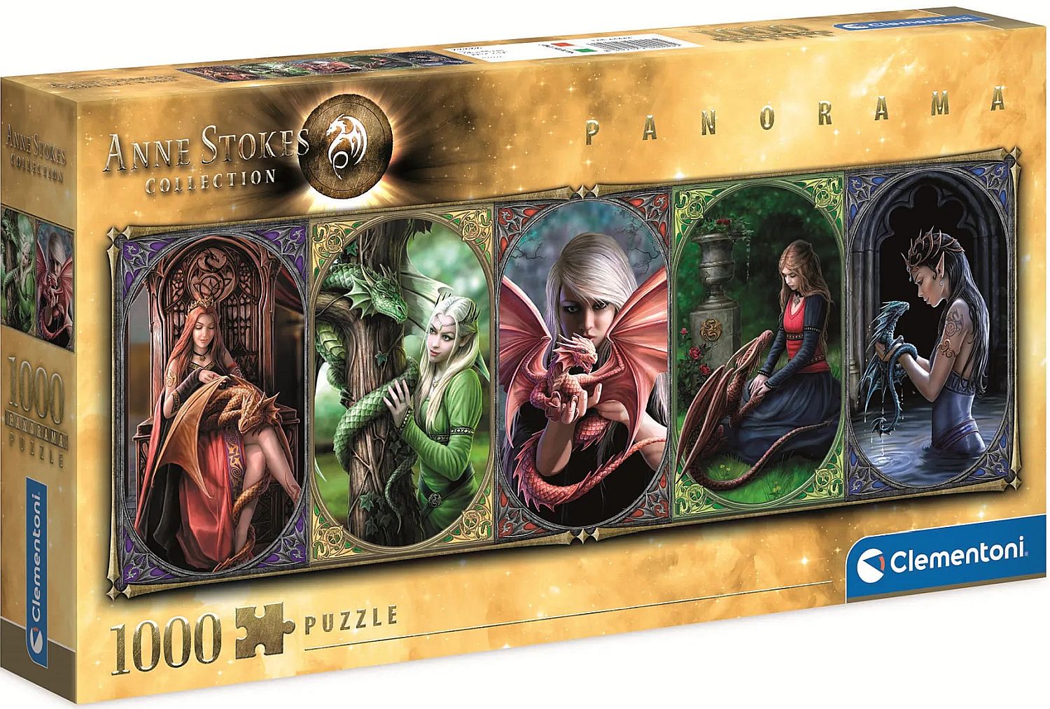 Панорамен пъзел Clementoni от 1000 части - Колекция дракони, Ан Стоукс