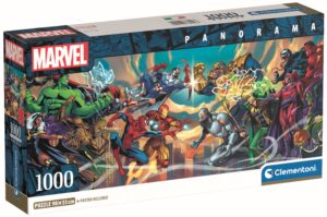Панорамен пъзел Clementoni от 1000 части - Марвел: Герои срещу злодеи