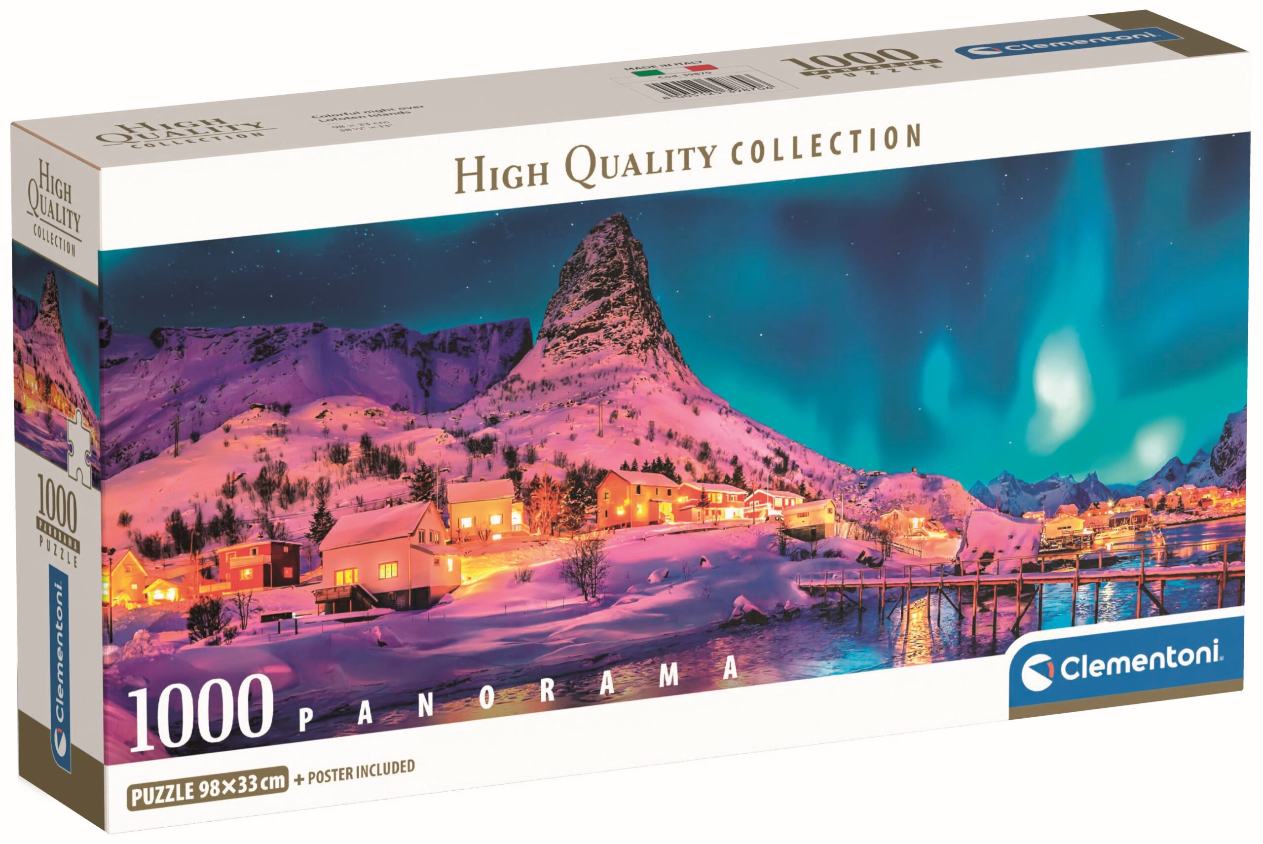 Панорамен пъзел Clementoni от 1000 части - Нощна панорама на Лофотенските острови
