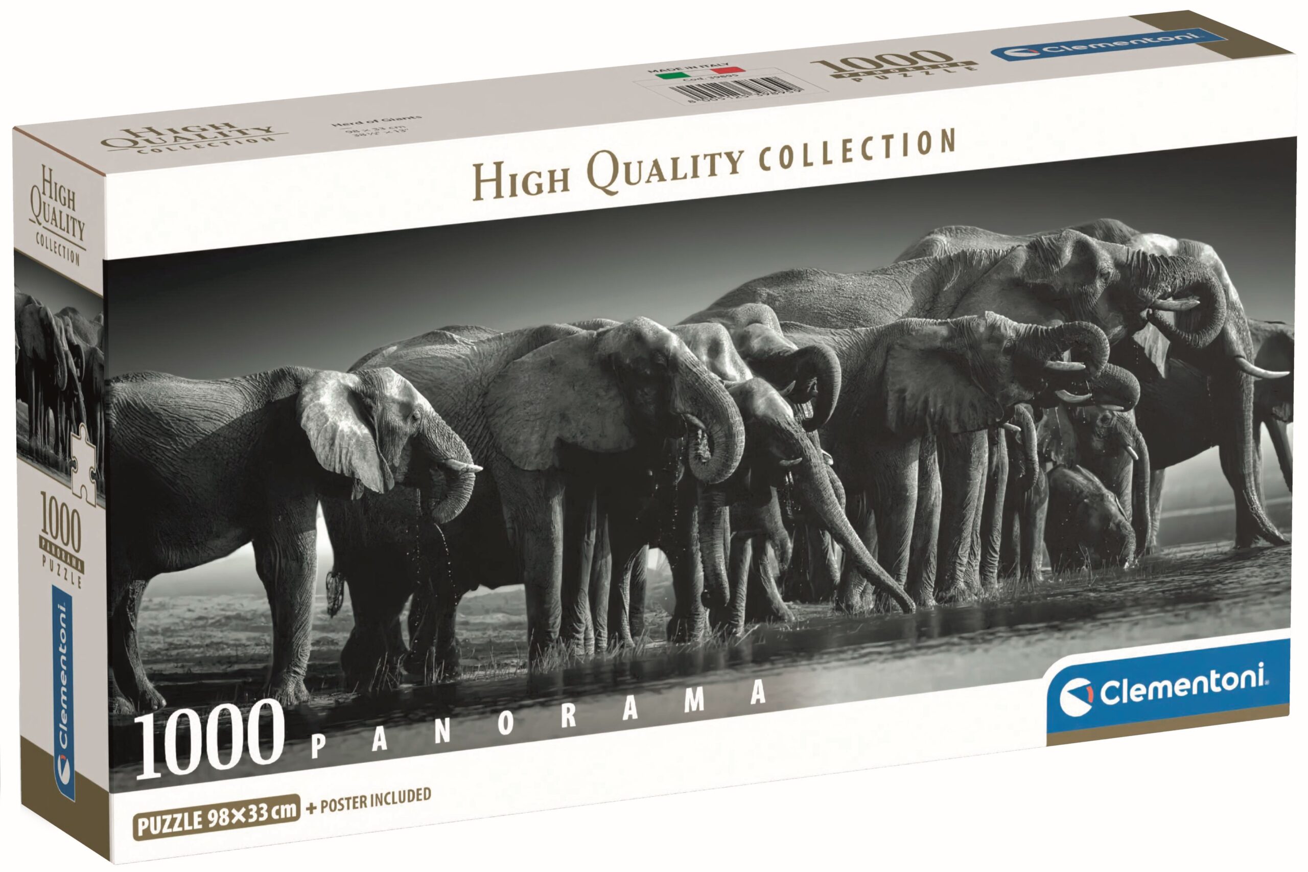 Панорамен пъзел Clementoni от 1000 части - Стадо гиганти